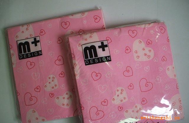 餐巾紙，彩色餐巾紙，聚會餐巾紙，婚慶紙巾　粉紅愛心